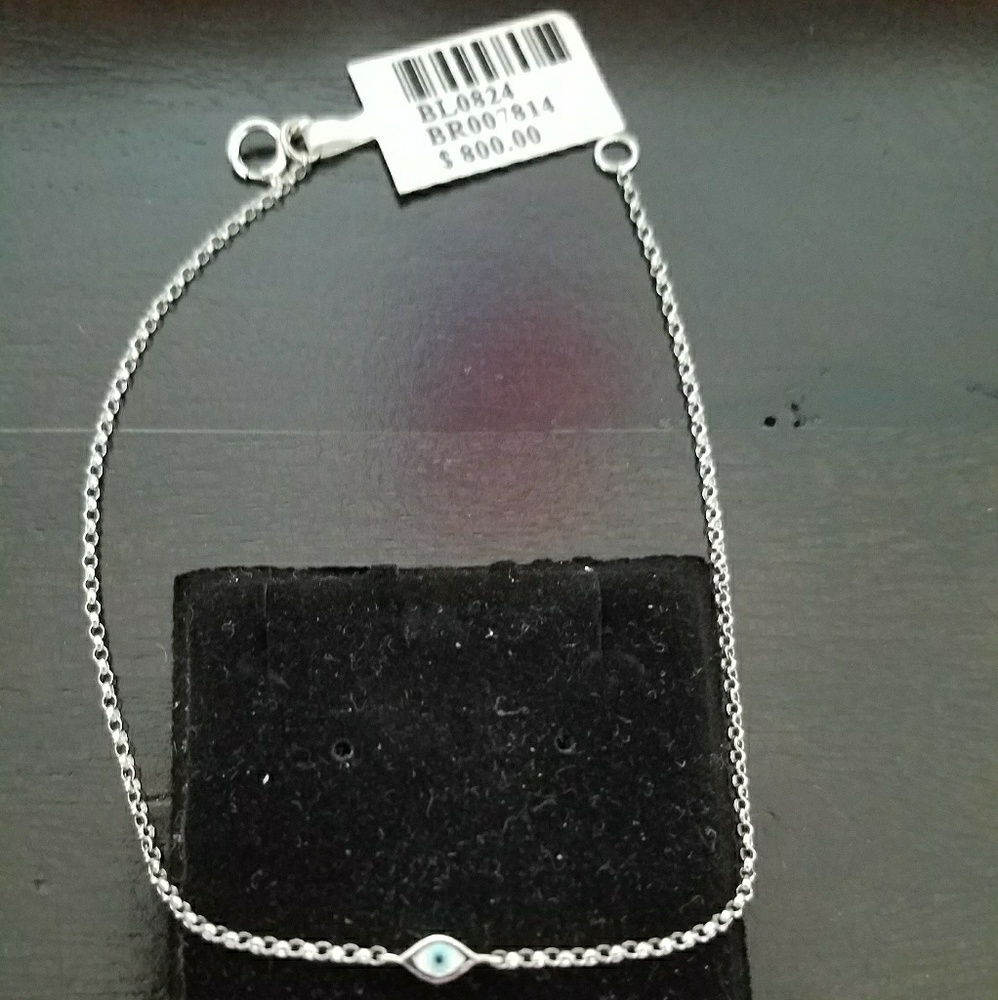 Evil eye 14k white, rose or gold bracelet availabl